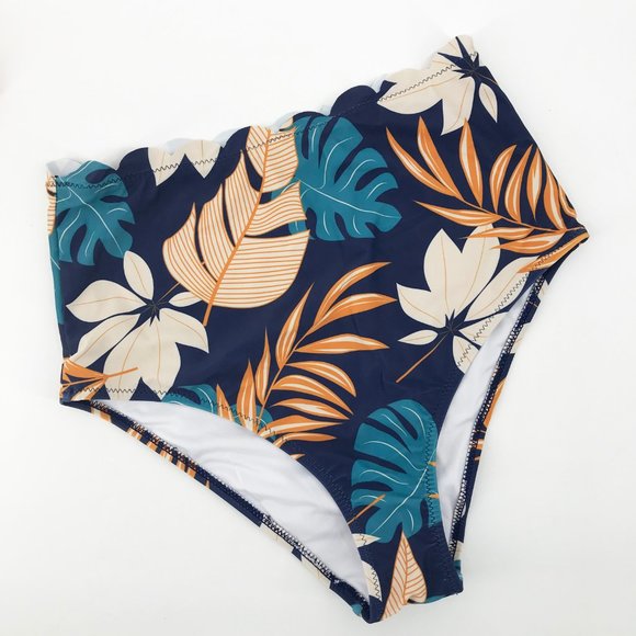 BEACHSISSI🌺Scolloped Hem Leaf Tankini Set👙S - Picture 8 of 10